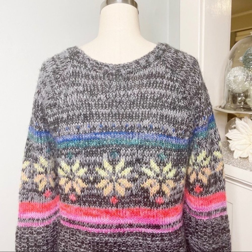 American Eagle Rainbow Fair Isle Nordic Jegging Holiday Sweater Small - Picture 8 of 11